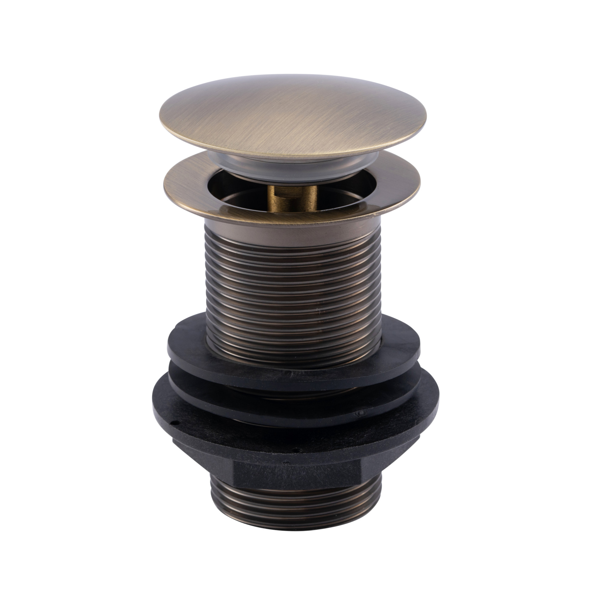 ENKI, W12, Antique Brass, Unslotted, Standard 1.1/4" Connection Pop Up Basin Waste Sink Plug, Click Clack, Allows Water to Drain Away, Durable Finish, Modern Bathroom Accessoires image